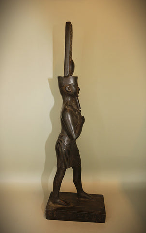 Royal Egyptian Artifact – "آمون" (Āmūn) – "Amun" (Standing Figure) (pharaonic basalt)